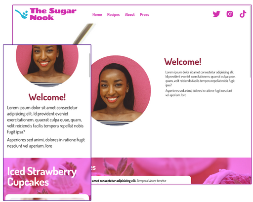 Food Blog Screenshot, mobile and desktop views