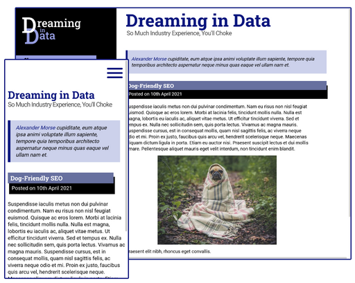 Coder Blog Demo screenshot, mobile and desktop views