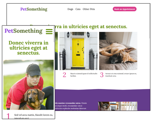 Product Page Demo screenshot, mobile and desktop views