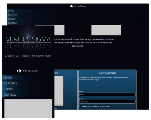 Game landing page screenshot, mobile and desktop views